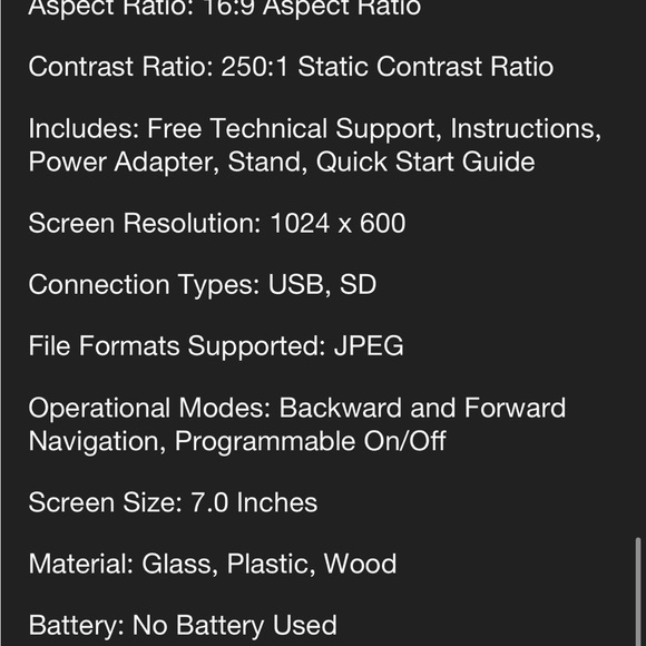 New! Polaroid PDF-750W 7" DIGITAL PIC FRAME - black wood- matte - Picture 6 of 12